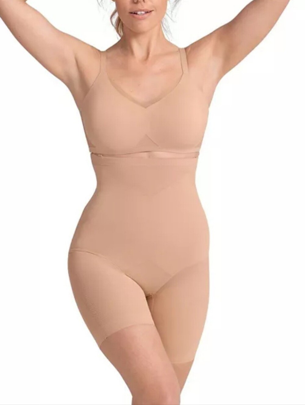 HoneyLove SuperPower High-Waist Shaping Short Bodysuit - Nude Size L No Strap